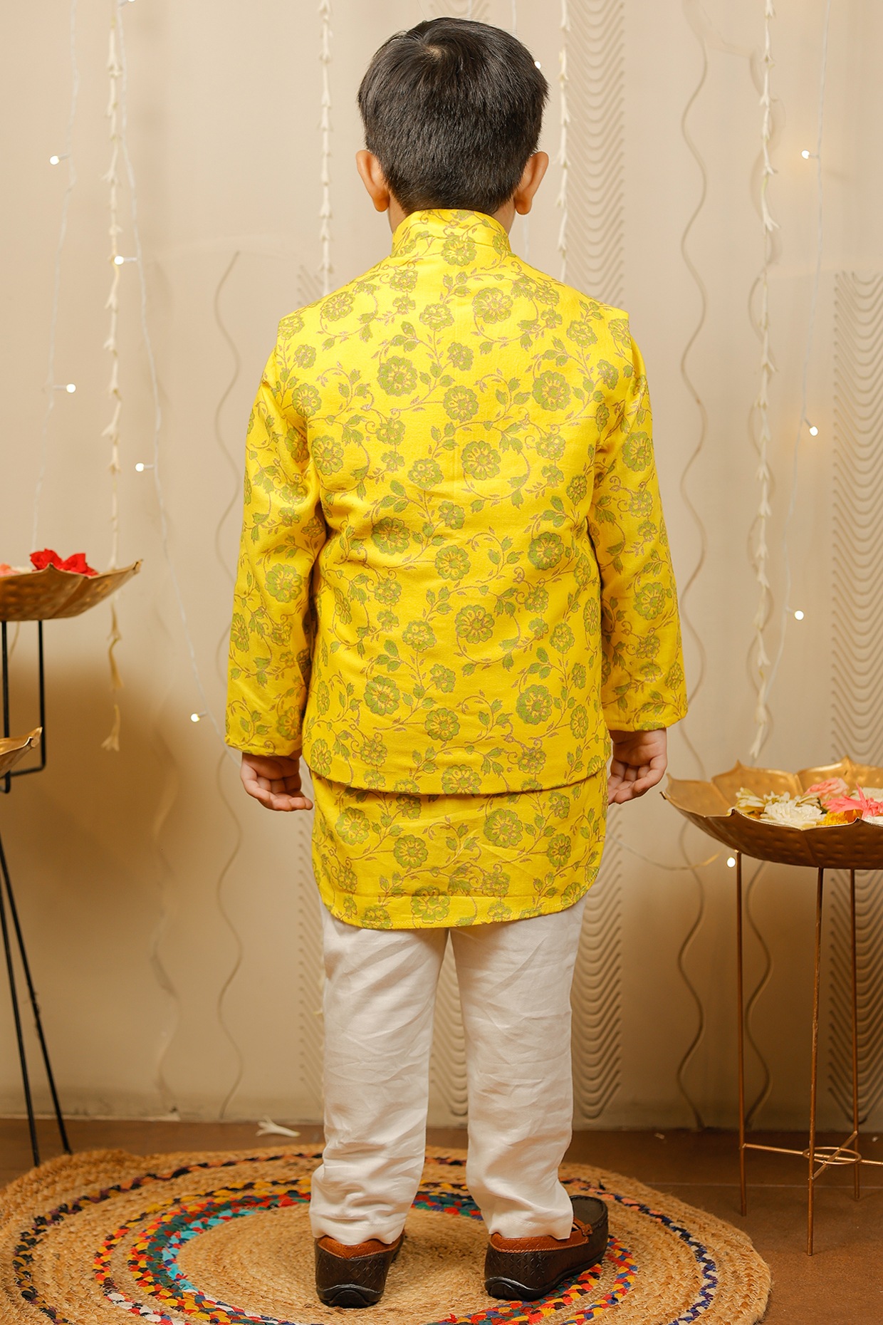 Buy Sojanya Men Mustard Yellow Pure Cotton Kurta with Churidar & Nehru  Jacket Online at Best Price | Distacart