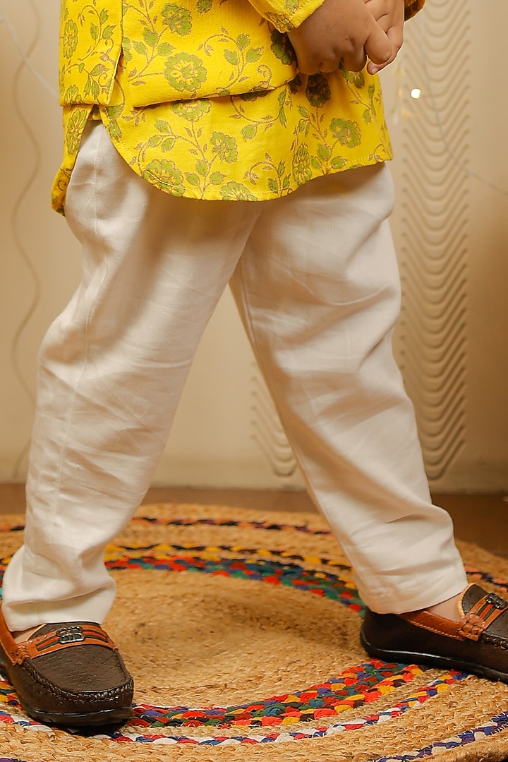 Yellow Cotton Block Printed Nehru Jacket Set For Boys by Tiny Colour at Pernia's Pop Up Shop