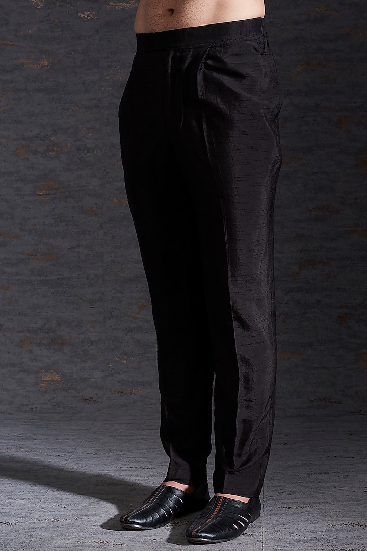 Sand & Charcoal Raw Silk Jacket Set by Hemant Trevedi Men at Pernia's Pop Up Shop
