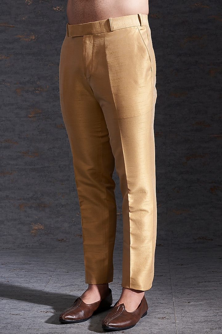 Snow & Camel Raw Silk Wedding Indowestern Jacket Set by Hemant Trevedi Men at Pernia's Pop Up Shop