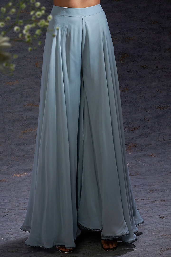 Pewter & Charcoal Georgette Printed Pant Set by Hemant Trevedi at Pernia's Pop Up Shop