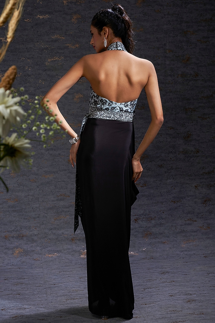 Pewter & Charcoal Raw Silk Wrap Around Cocktail Summer Dress by Hemant Trevedi at Pernia's Pop Up Shop