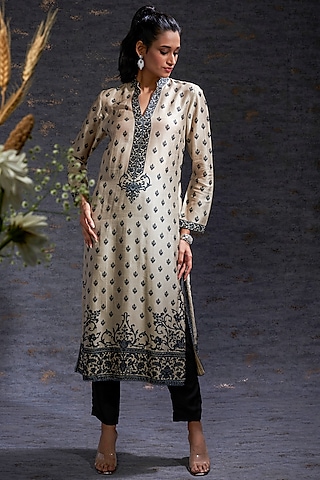 Sand & Charcoal Printed Tunic   by Hemant Trevedi