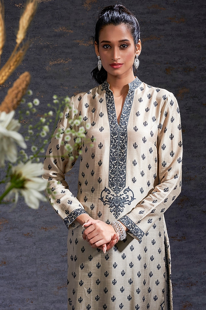 Sand & Charcoal Printed Tunic   by Hemant Trevedi at Pernia's Pop Up Shop