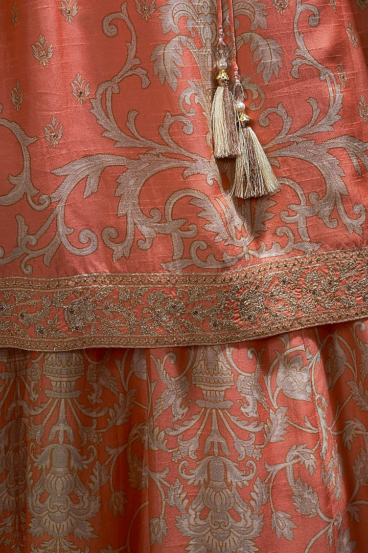 Apricot & Camel Printed Tunic & Ghagra by Hemant Trevedi at Pernia's Pop Up Shop