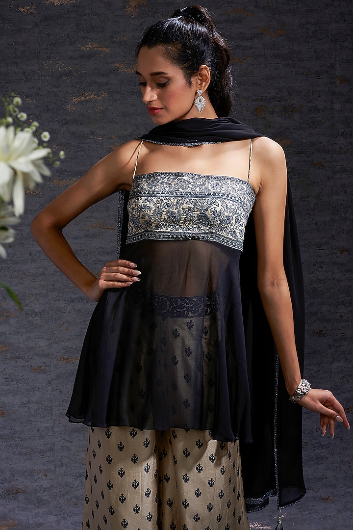 Sand & Charcoal Printed Palazzo Pant Look by Hemant Trevedi at Pernia's Pop Up Shop