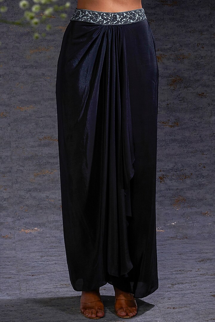 Pewter & Charcoal Embroidered Blazer & Sarong Style Skirt by Hemant Trevedi at Pernia's Pop Up Shop