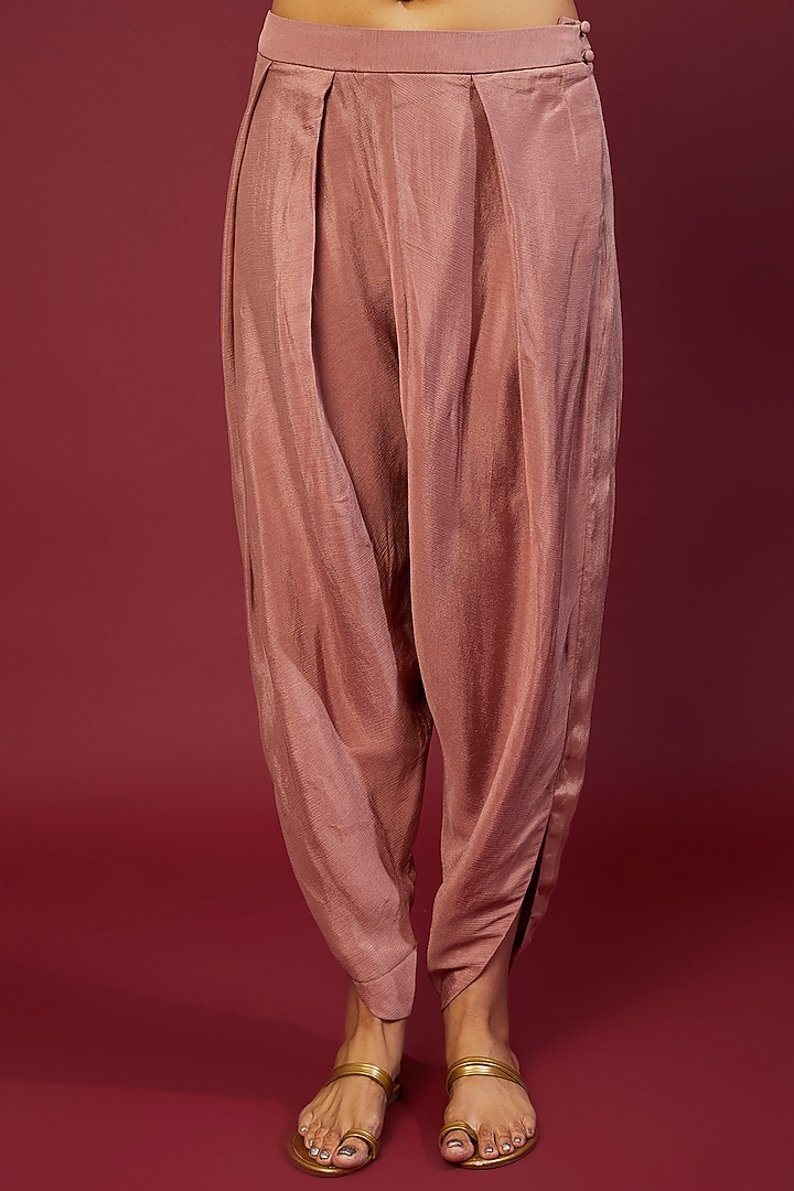 Blush Pink Pure Silk Embroidered Kurta Set by Half Full Curve at Pernia's Pop Up Shop
