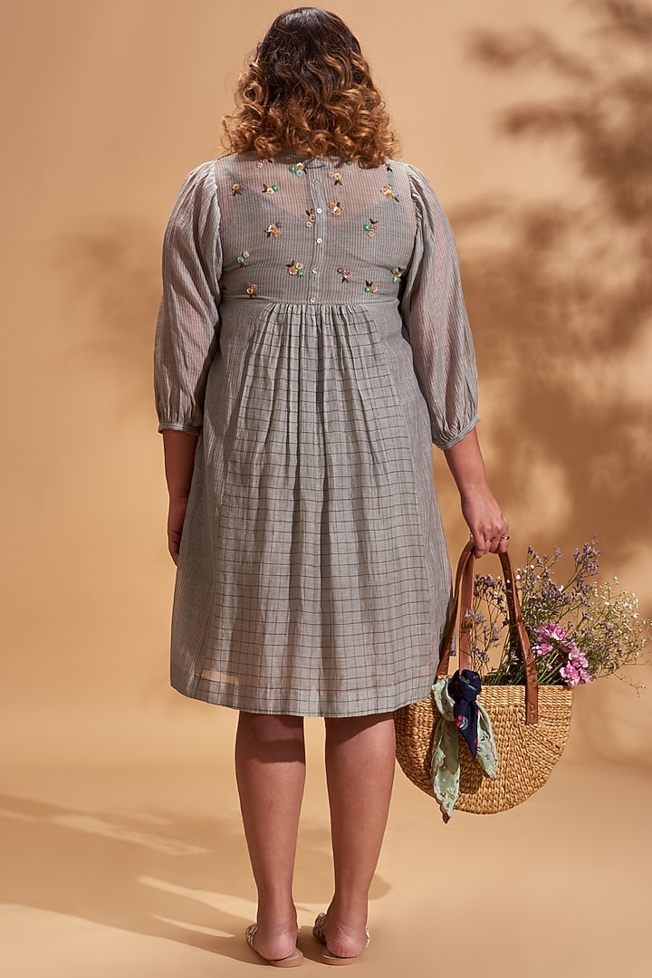 Grey Embroidered Mini Vacation Dress by Half Full Curve at Pernia's Pop Up Shop