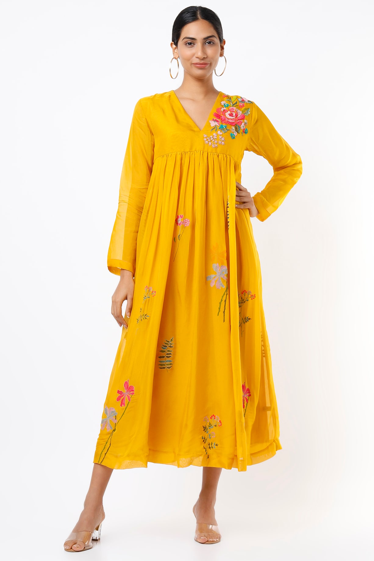 Citrus Yellow Floral Embroidered Vacation Dress by Half Full Curve at Pernia's Pop Up Shop Citrus Yellow Floral Embroidered Vacation Dress by Half Full Curve at Pernia's Pop Up Shop