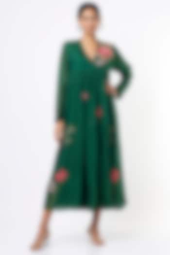 Evergreen Embroidered Flared Dress by Half Full Curve
