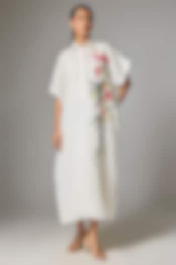 Ecru Pure Linen Square Kaftan by Half Full Curve at Pernia's Pop Up Shop
