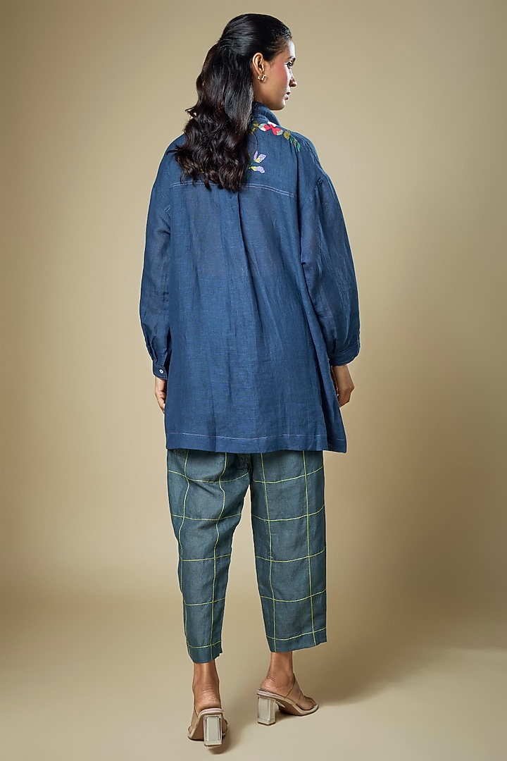 Blue Linen Co-Ord Set by Half Full Curve at Pernia's Pop Up Shop