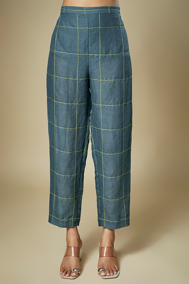 Blue Linen Co-Ord Set by Half Full Curve at Pernia's Pop Up Shop