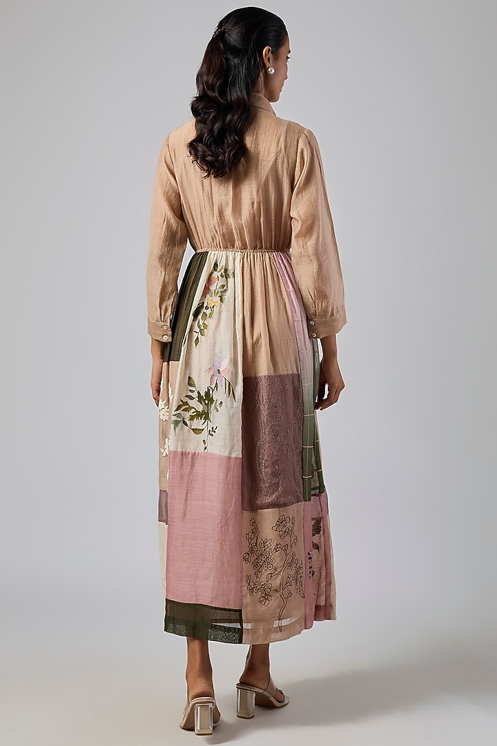 Multi-Colored Fine Chanderi Cocktail Dress by Half Full Curve at Pernia's Pop Up Shop