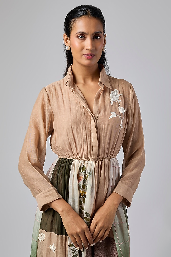 Multi-Colored Fine Chanderi Cocktail Dress by Half Full Curve at Pernia's Pop Up Shop