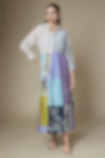 Multi-Colored Fine Chanderi Upcycled Shirt Cocktail Dress by Half Full Curve at Pernia's Pop Up Shop