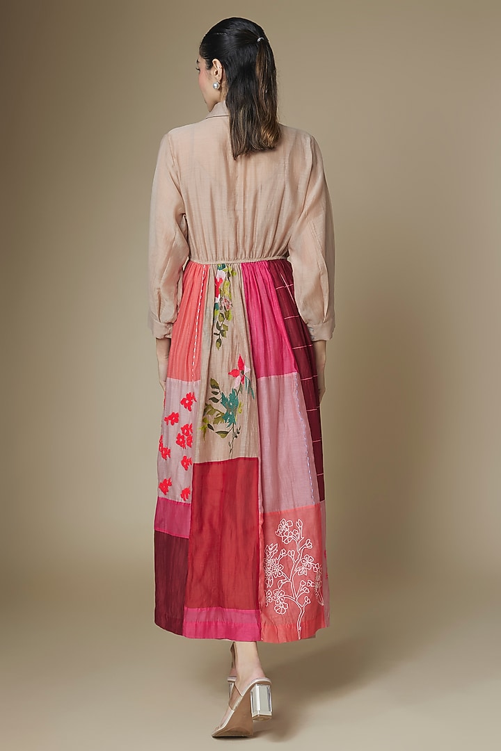 Multi-Colored Fine Chanderi Upcycled Shirt Cocktail Dress by Half Full Curve at Pernia's Pop Up Shop