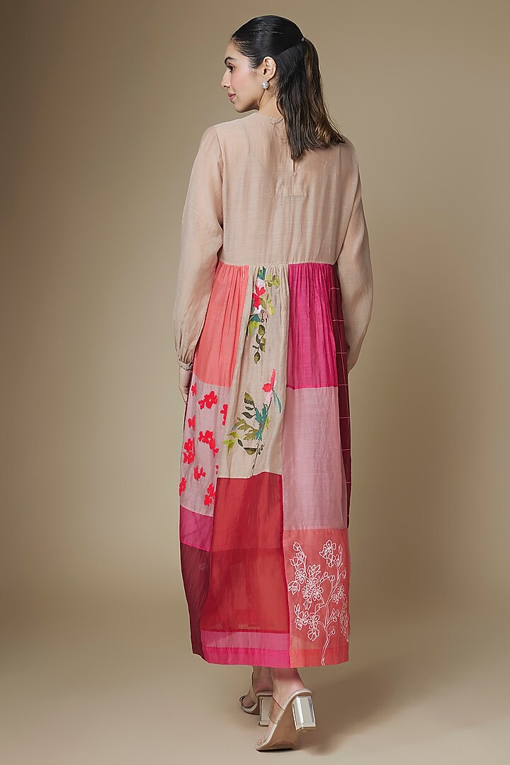 Multi-Colored Fine Chanderi Upcycled Shirt Cocktail Dress by Half Full Curve at Pernia's Pop Up Shop