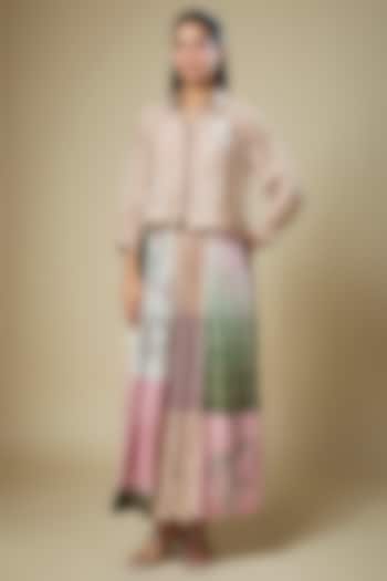 Multi-Colored Fine Chanderi Skirt Set by Half Full Curve at Pernia's Pop Up Shop