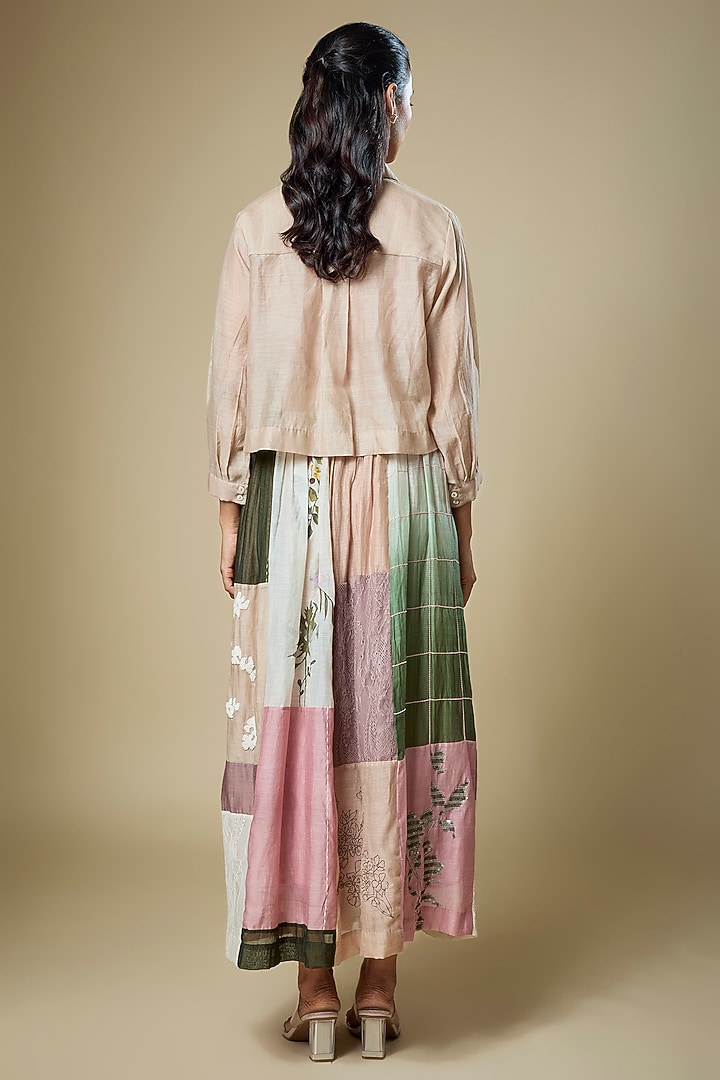 Multi-Colored Fine Chanderi Skirt Set by Half Full Curve at Pernia's Pop Up Shop