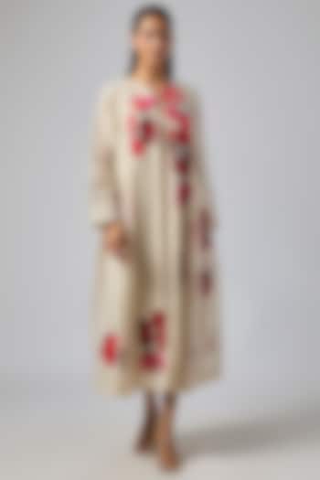 Ecru Fine Chanderi Jacket Cocktail Dress by Half Full Curve at Pernia's Pop Up Shop