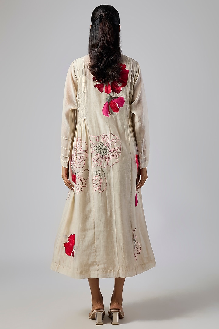Ecru Fine Chanderi Jacket Cocktail Dress by Half Full Curve at Pernia's Pop Up Shop