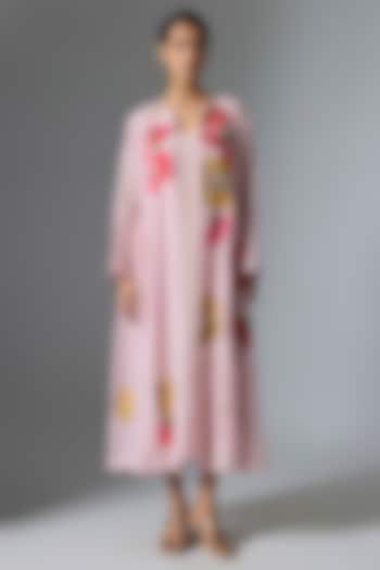 Baby Pink Fine Chanderi Long Jacket by Half Full Curve at Pernia's Pop Up Shop