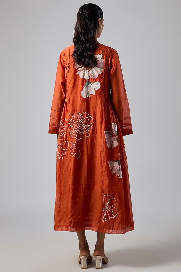 Orange Fine Chanderi Jacket Cocktail Dress by Half Full Curve at Pernia's Pop Up Shop