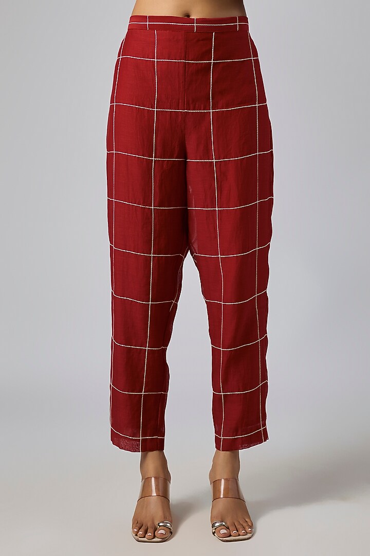 Red Fine Chanderi Co-Ord Set by Half Full Curve at Pernia's Pop Up Shop