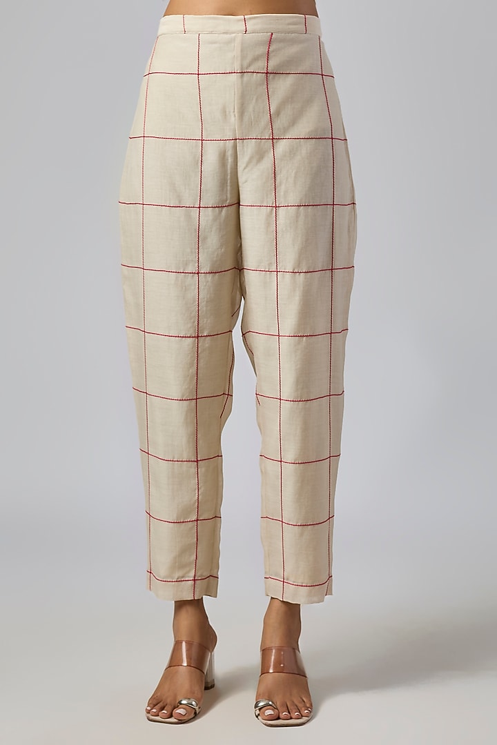 Ecru Fine Chanderi Co-Ord Set by Half Full Curve at Pernia's Pop Up Shop