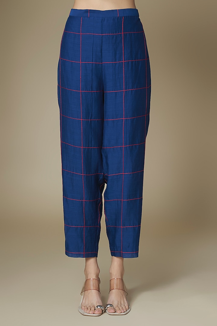Blue Fine Chanderi Co-Ord Set by Half Full Curve at Pernia's Pop Up Shop