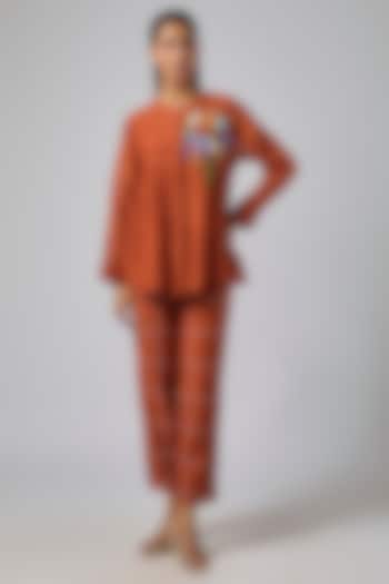 Orange Fine Chanderi Co-Ord Set by Half Full Curve at Pernia's Pop Up Shop
