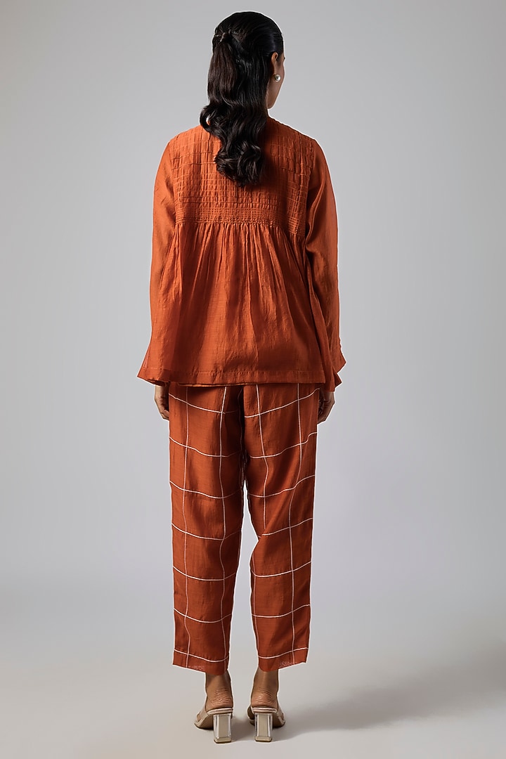 Orange Fine Chanderi Co-Ord Set by Half Full Curve at Pernia's Pop Up Shop