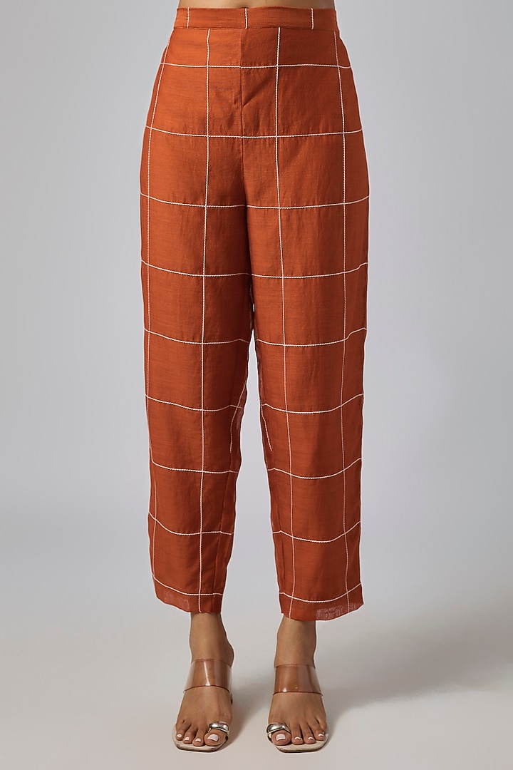 Orange Fine Chanderi Co-Ord Set by Half Full Curve at Pernia's Pop Up Shop