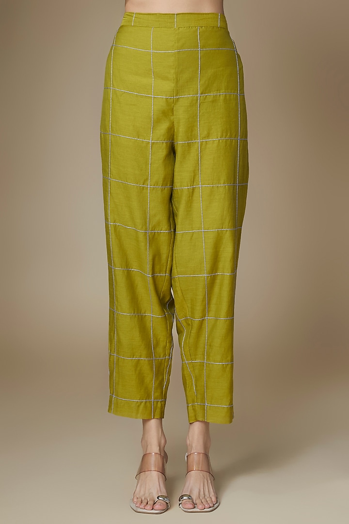 Green Fine Chanderi Co-Ord Set by Half Full Curve at Pernia's Pop Up Shop