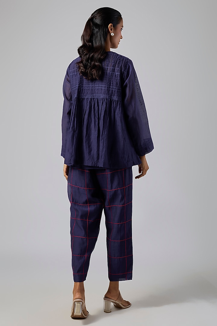 Blue Fine Chanderi Co-Ord Set by Half Full Curve at Pernia's Pop Up Shop