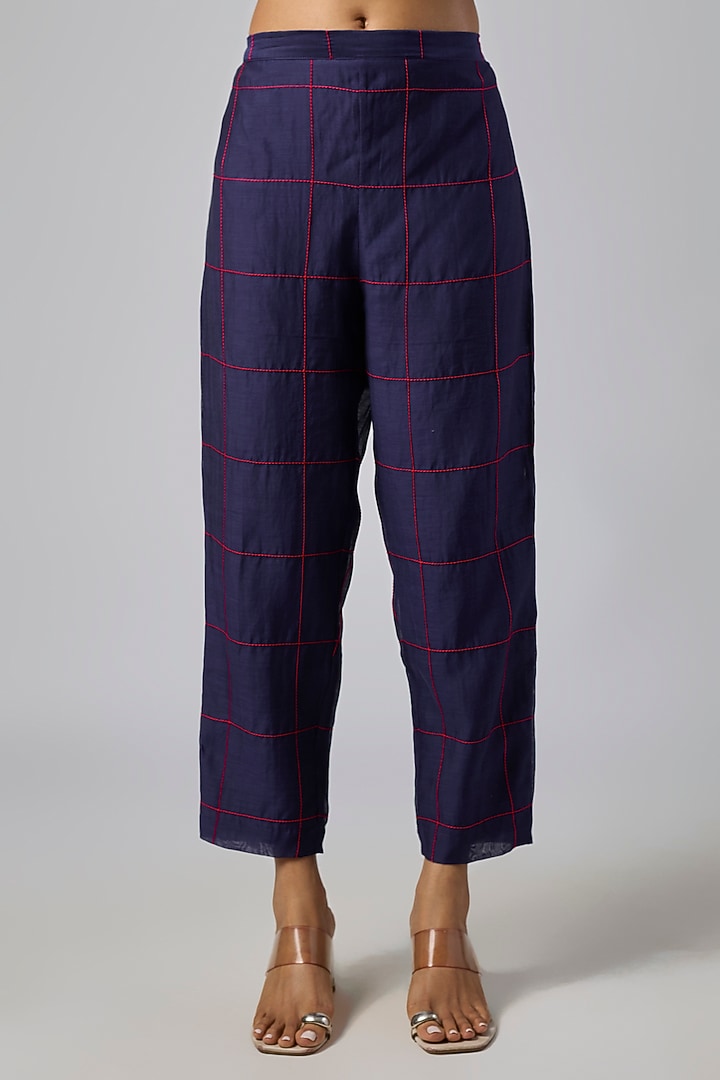 Blue Fine Chanderi Co-Ord Set by Half Full Curve at Pernia's Pop Up Shop