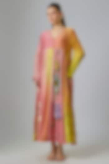 Pink Fine Chanderi Embroidered Cocktail Dress by Half Full Curve at Pernia's Pop Up Shop