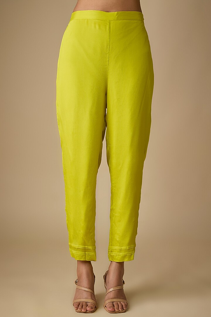 Green Crepe Chiffon Blossom Embroidered Co-Ord Set by Half Full Curve at Pernia's Pop Up Shop