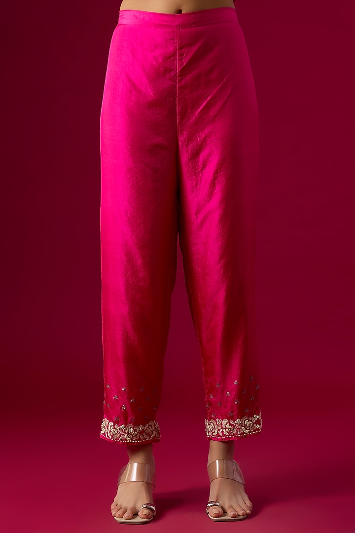 Multi-Colored Crepe Chiffon Embroidered Kurta Set by Half Full Curve at Pernia's Pop Up Shop