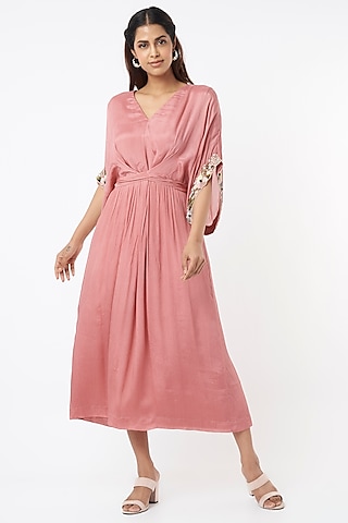 Blush Pink Embroidered Dress by Half Full Curve