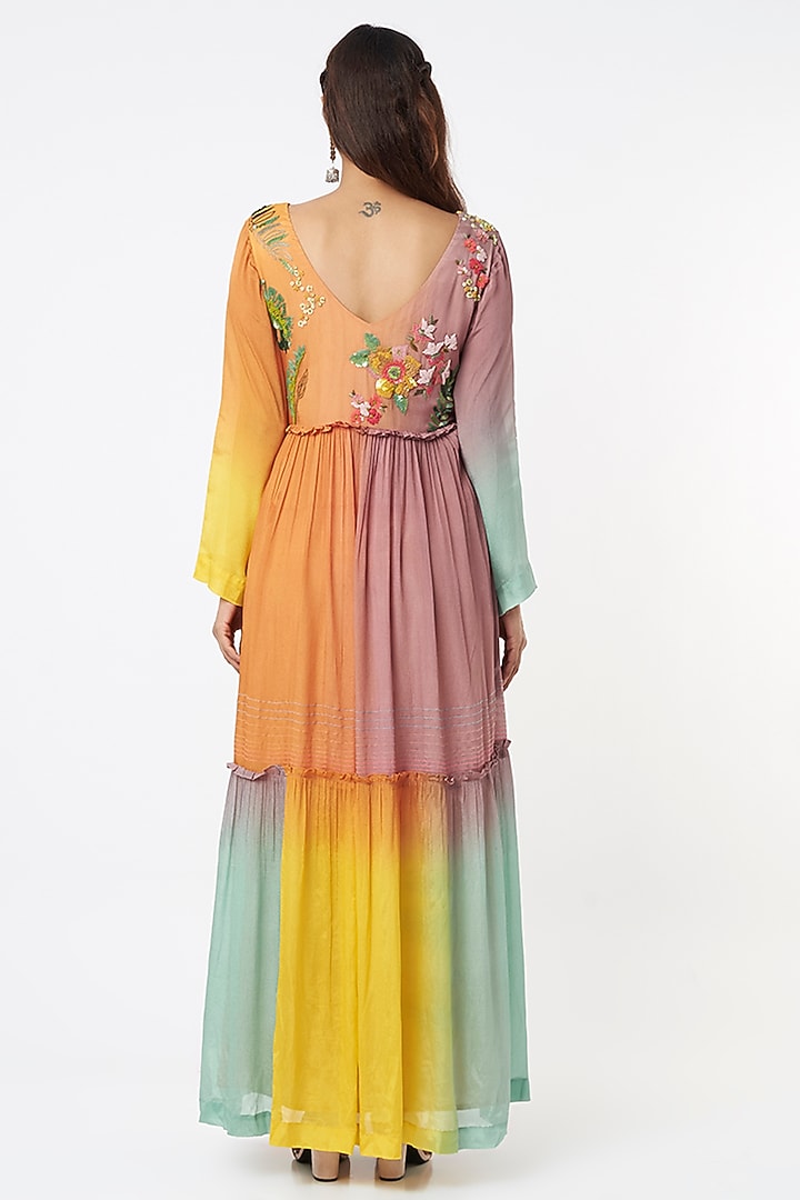 Multi-Colored Embroidered Maxi Vacation Dress by Half Full Curve at Pernia's Pop Up Shop