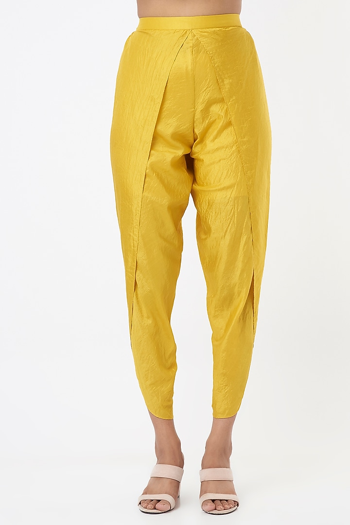 Yellow Embroidered Kurta Set by Half Full Curve at Pernia's Pop Up Shop