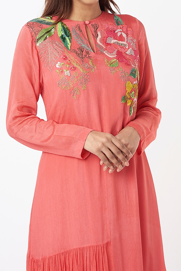 Pink Embroidered Flapper Vacation Dress by Half Full Curve at Pernia's Pop Up Shop