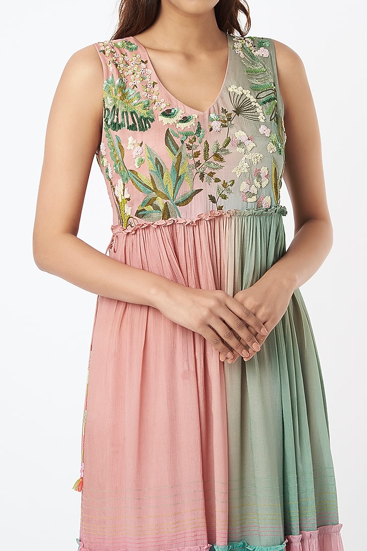 Blush Pink Floral Embroidered Maxi Vacation Dress by Half Full Curve at Pernia's Pop Up Shop