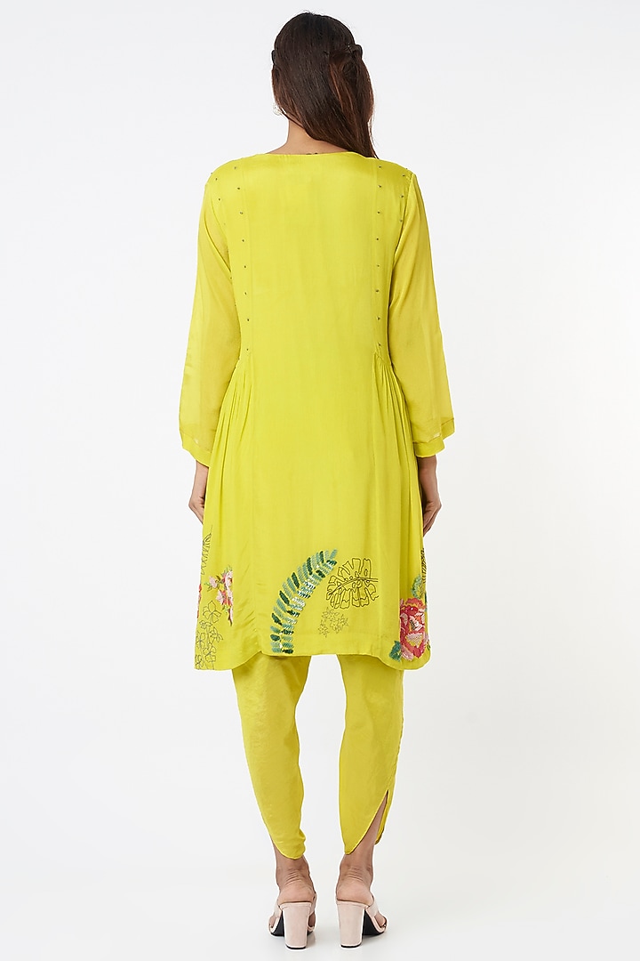 Yellow Floral Kurta Set by Half Full Curve at Pernia's Pop Up Shop