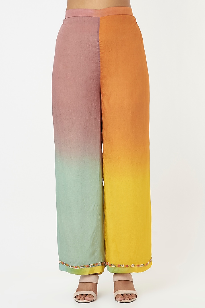 Multi-Colored Chiffon Crepe Kurta Set by Half Full Curve at Pernia's Pop Up Shop