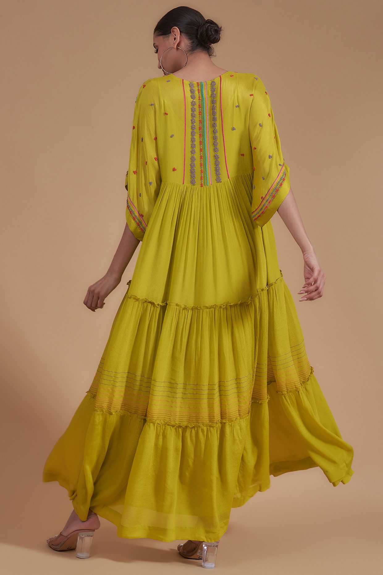 Gulzar Ersheen - Urave Cut Hand Block Printed Dress With Deep Neck - D –  InduBindu