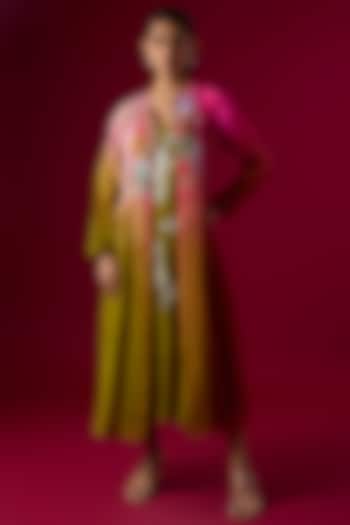 Multi-Colored Fine Chanderi Embroidered Jacket by Half Full Curve at Pernia's Pop Up Shop